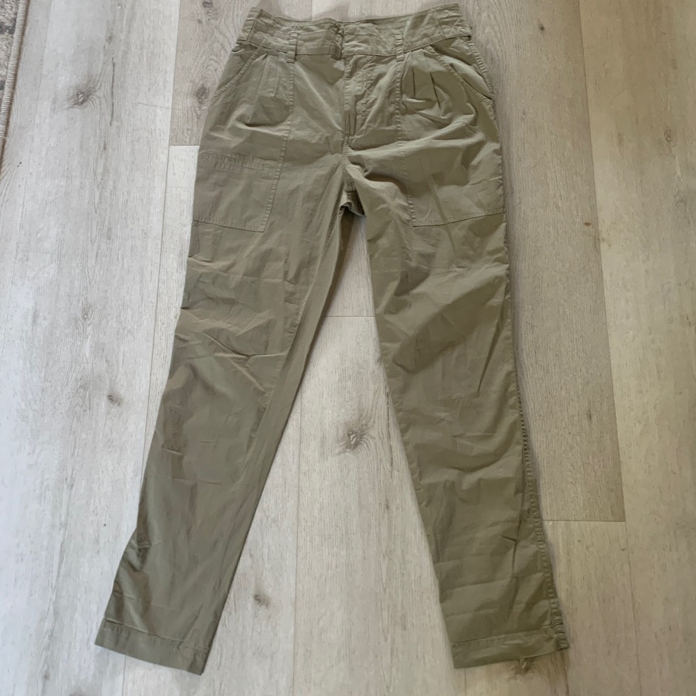 Frame twiil pleaded green pants size 6 cotton military‎ safari high waisted - Picture 2 of 15
